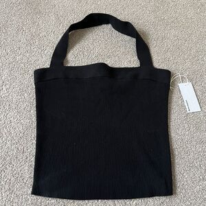 NWT Reformation Black Square Neck Sleeveless Ribbed Tank Halter Top Women’s XL